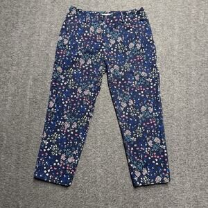 Talbots Petites Blue Floral Heritage Cropped Pants Capris Size 2P Cotton Pockets